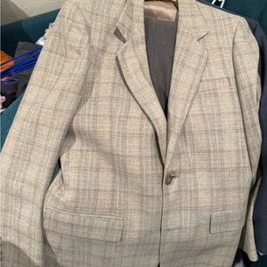 Classic Beige Checkered Men's Blazer